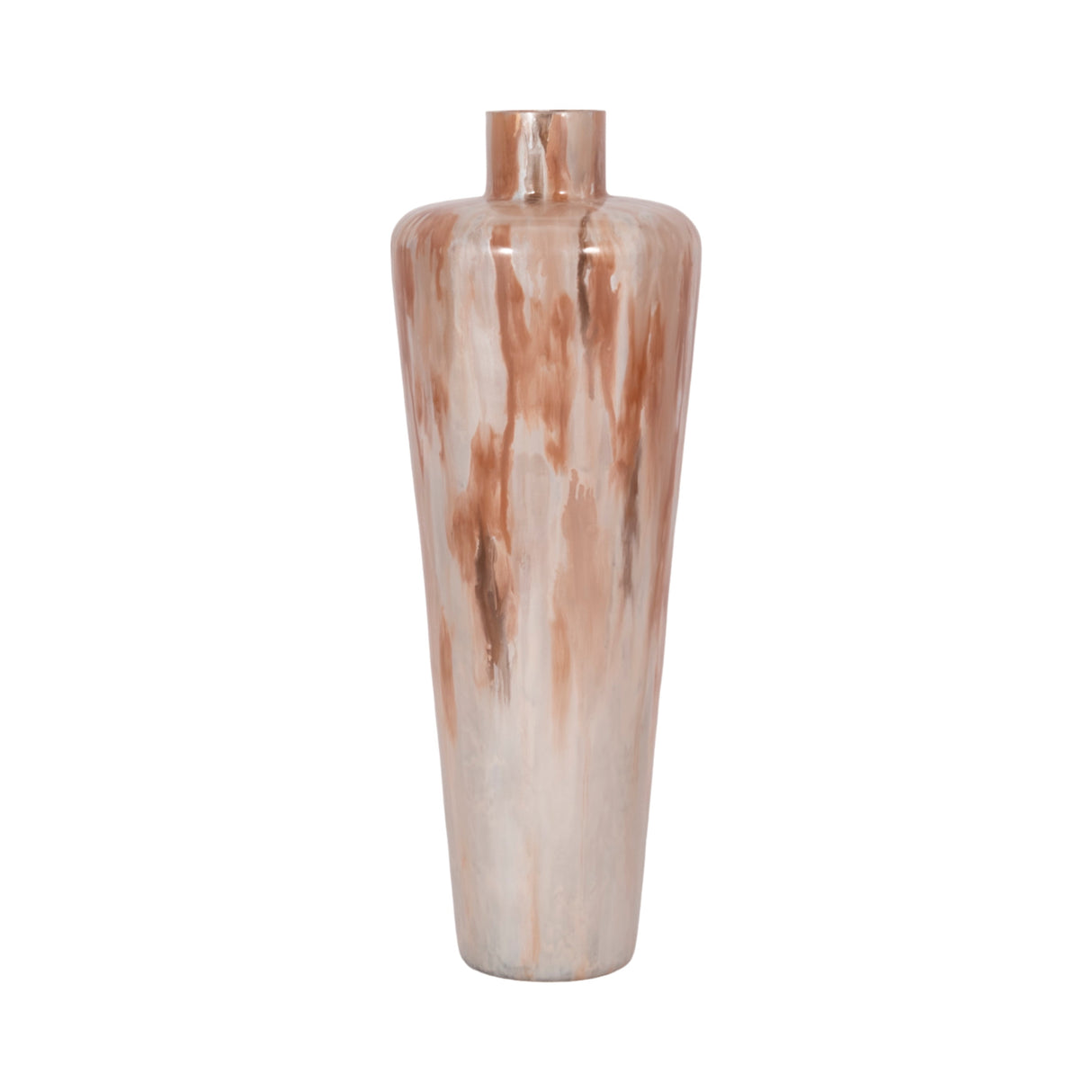 24" Nude Drip Finish Glass Floor Vase, Tan Multi