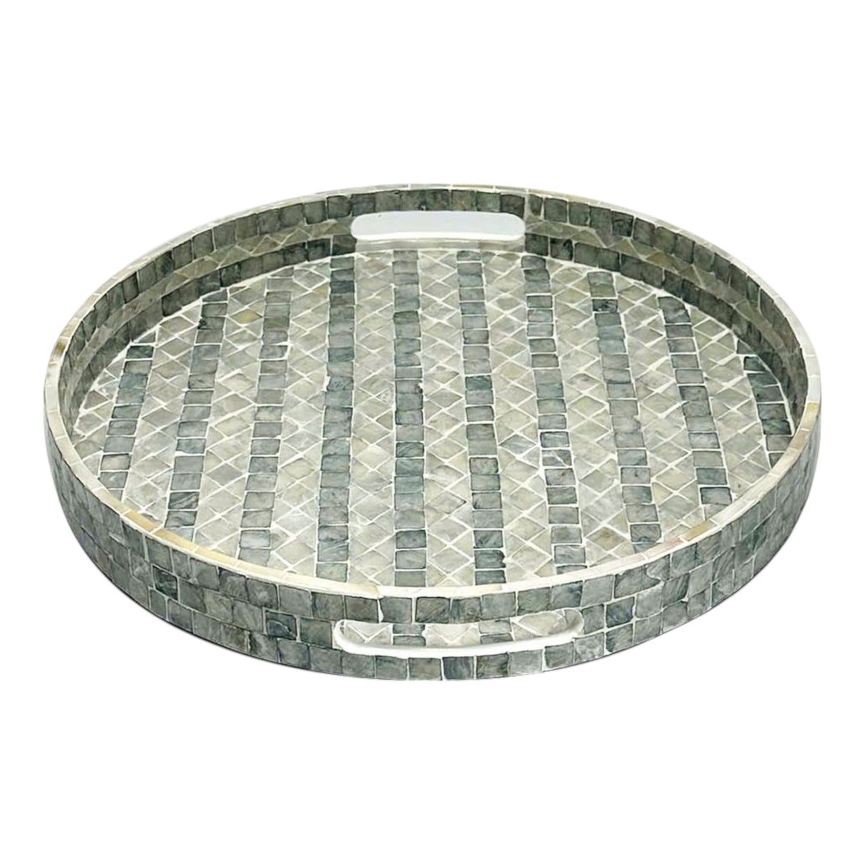 S/3 12/14/16" Capiz Trays, Blue