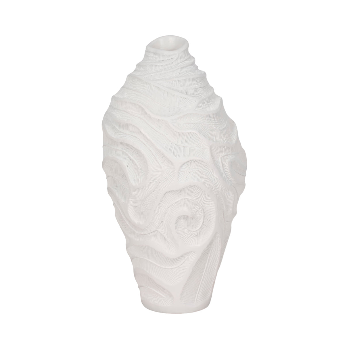 16" COASTAL CORAL VASE, WHITE
