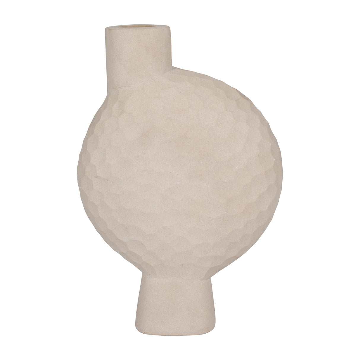 STONE, 11" HAMMERED VASE, NATUAL