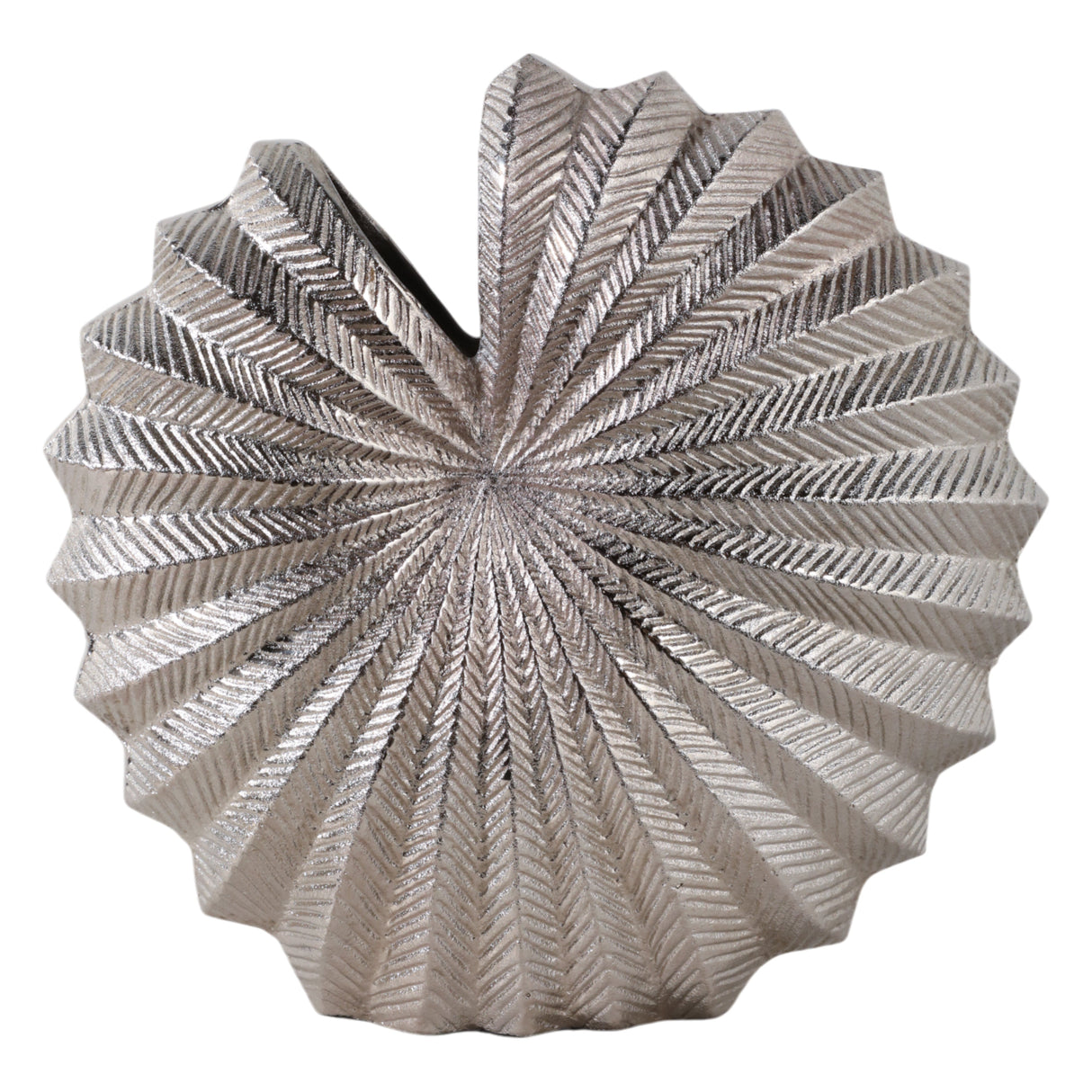 11x10" Seashell Metal Vase, Silver