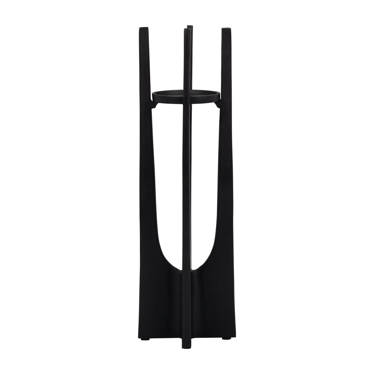 METAL, 16" PILLAR CANDLE HOLDER, BLACK