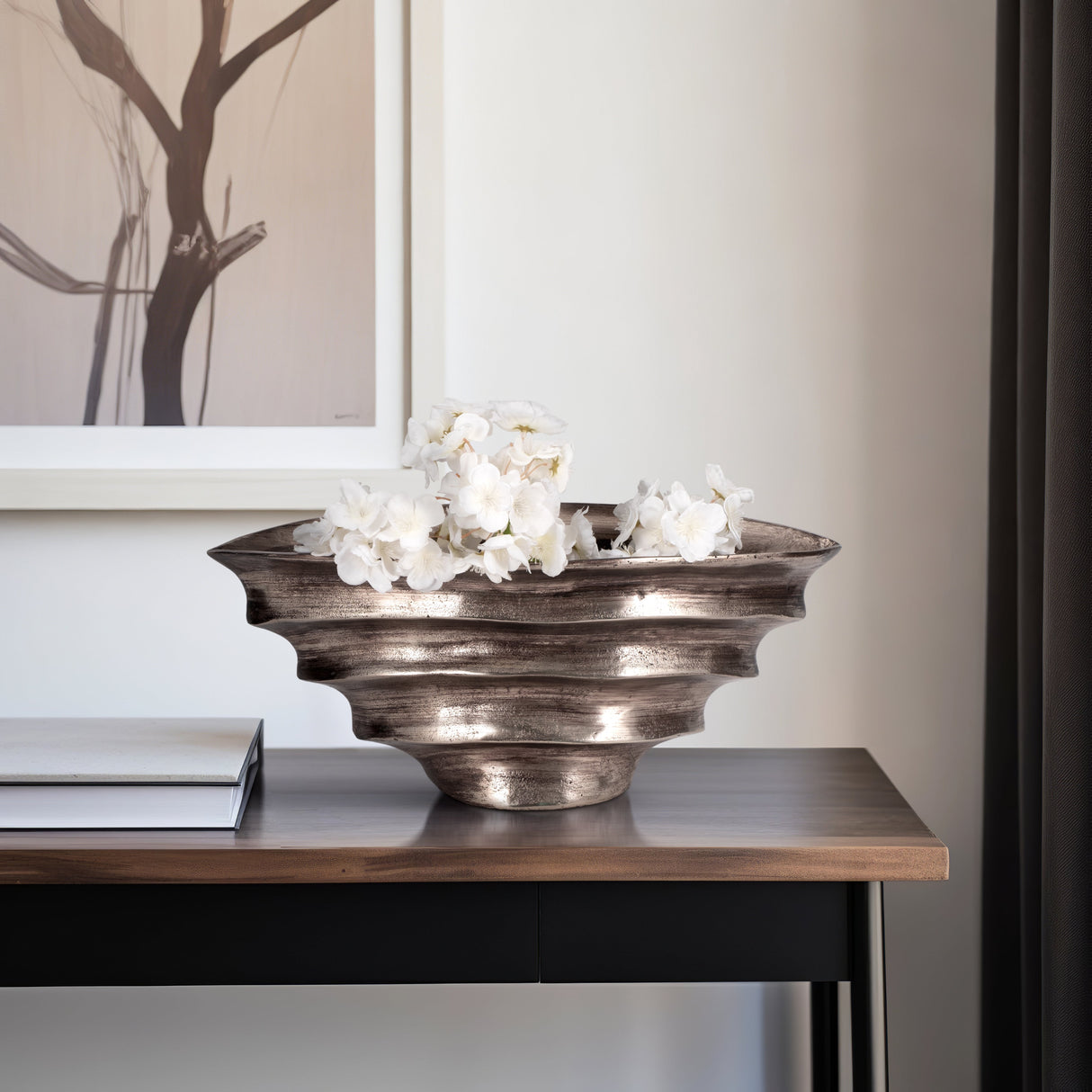 20" Morine Silver Metal Bowl