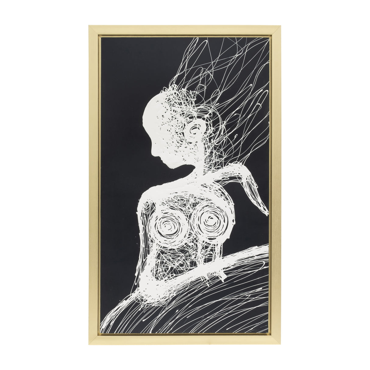 36X59, HAND PAINTED WOMAN SOUL, WHT/BLK