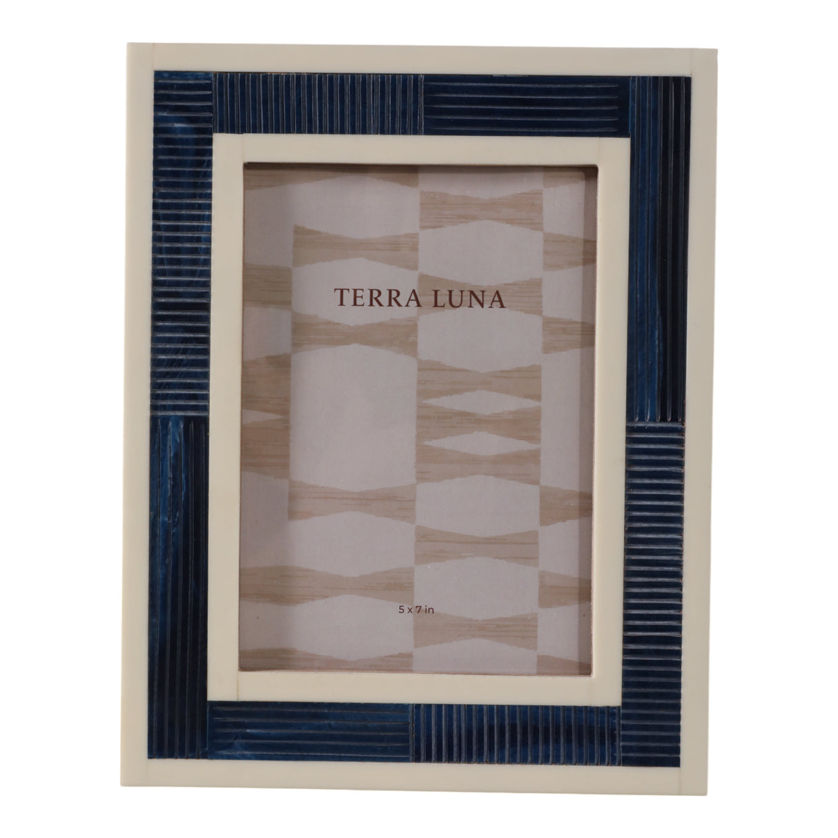 5x7" Resin Photo Frame With Border, Blue/white