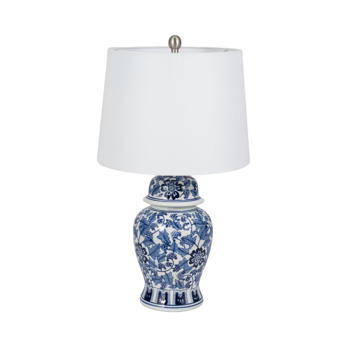 Ceramic, 25" Temple Jar Table Lamp, Blue/white