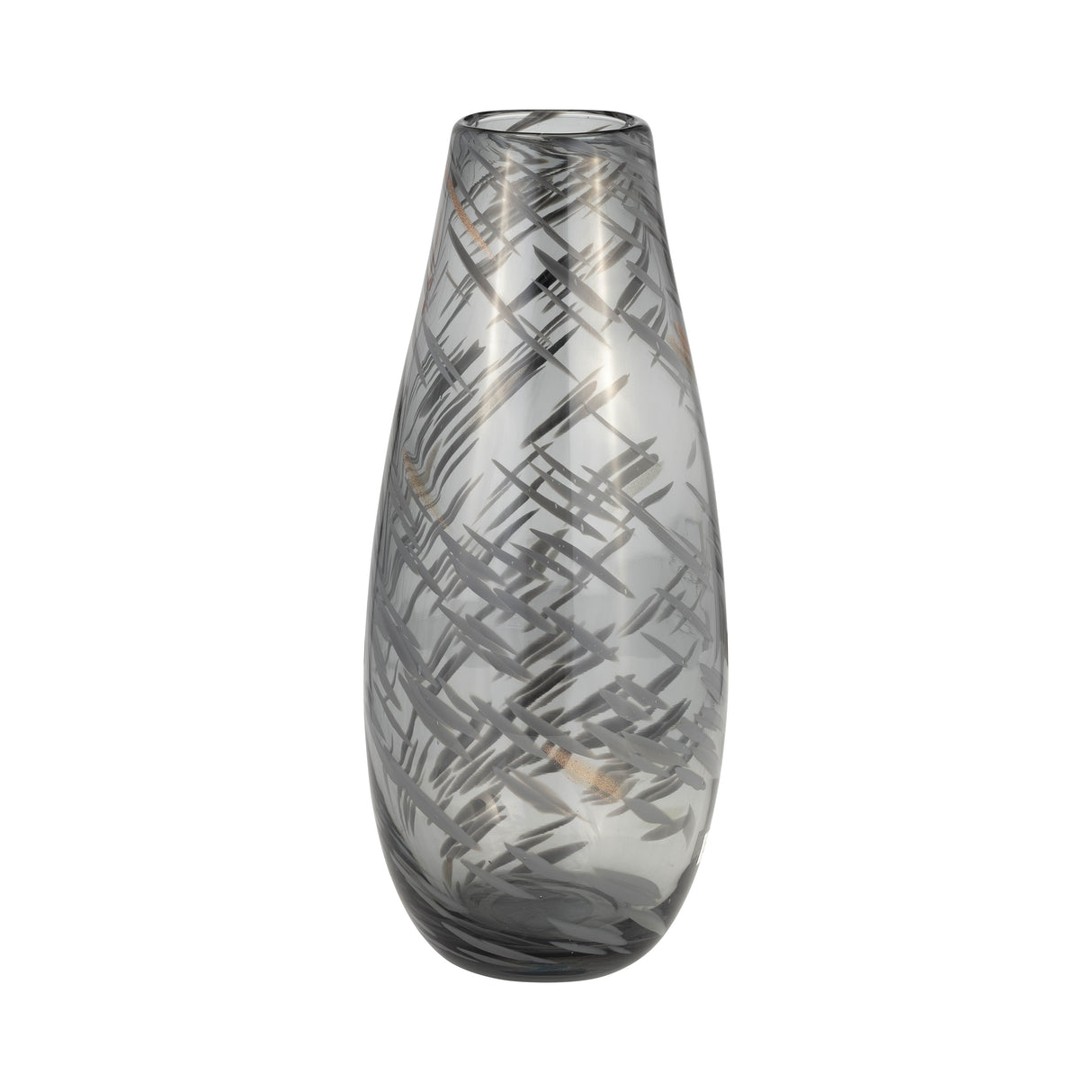 GLASS, 15"H SWIRL VASE, BLACK