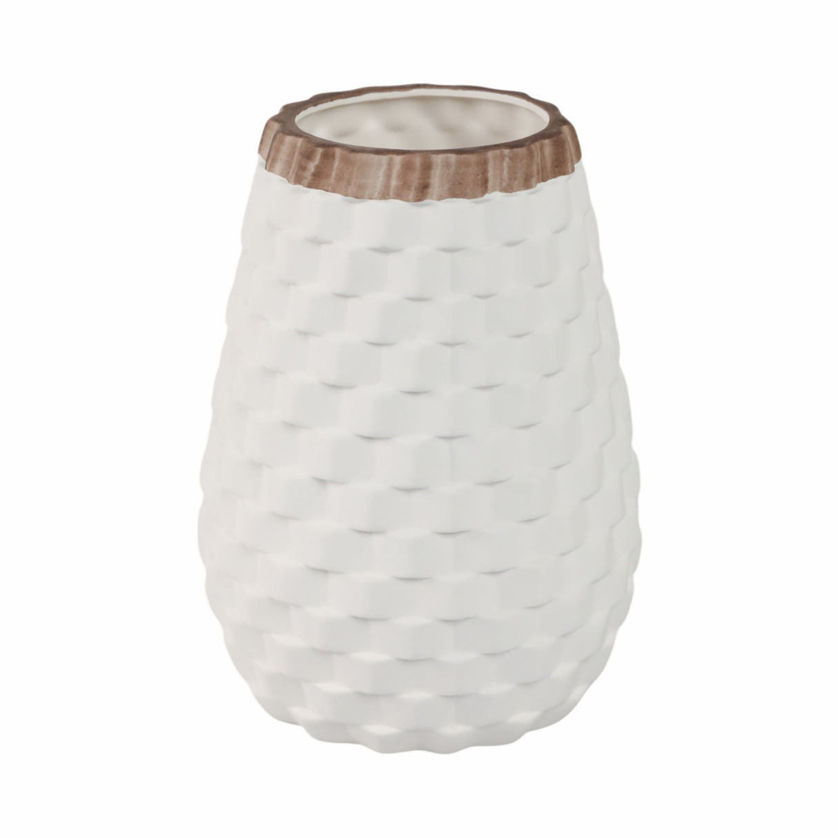 9" Textured Vase, White