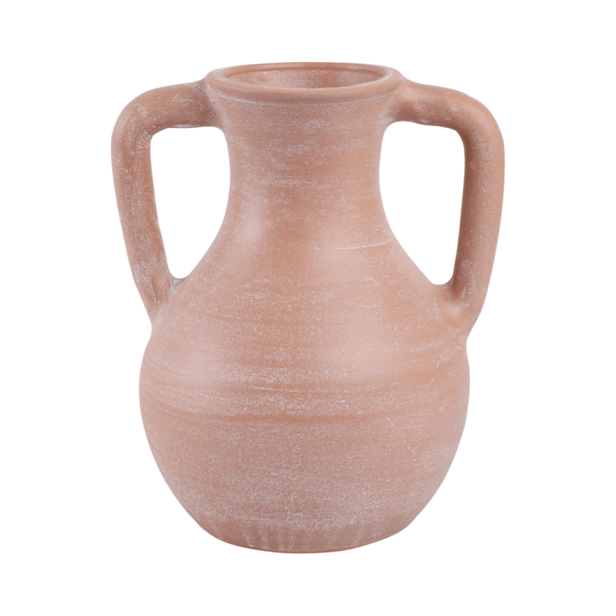 11x9" Terracotta Jug Vase With Handles, Light Natu