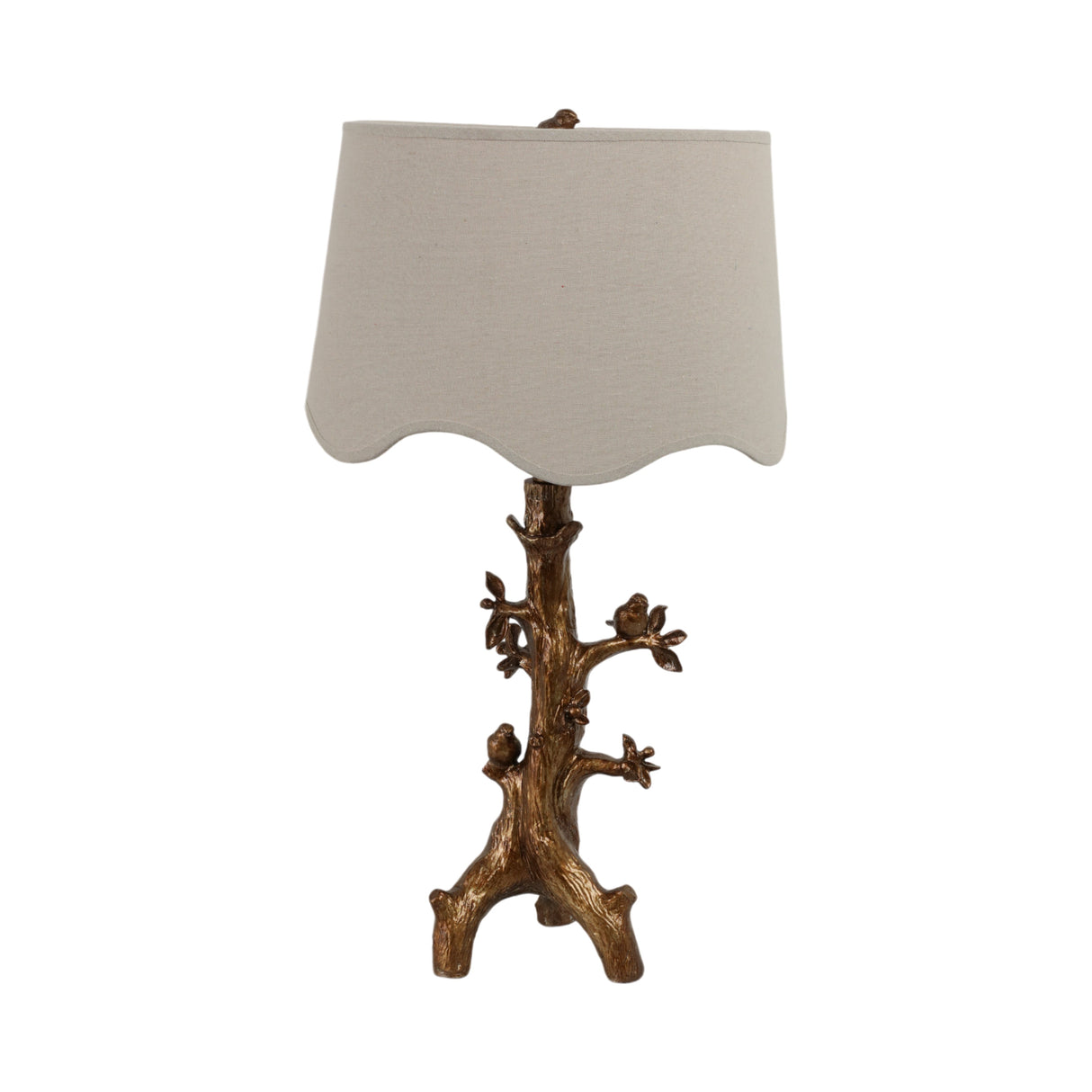 28" Perched Birds On Branch Table Lamp, Gold