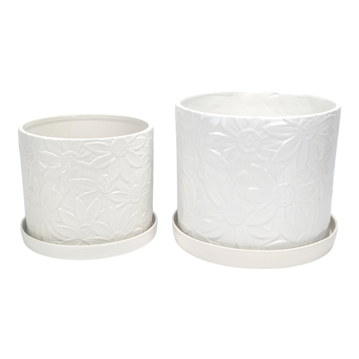 S/2 10/12" Daisy Flower Planter, White