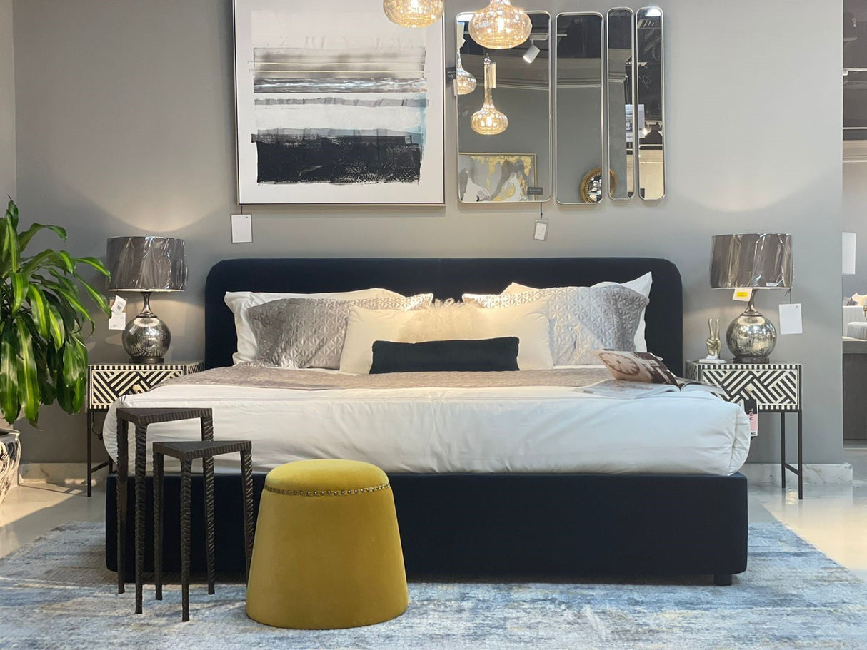 Samara King Bed Blue Velvet