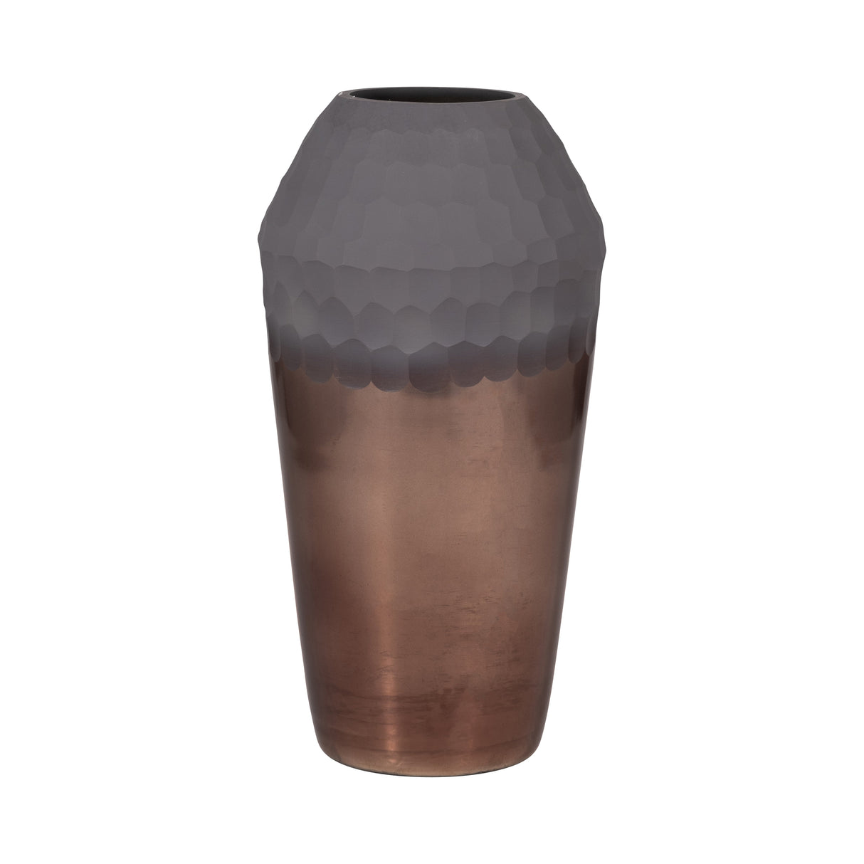 GLASS, 13" 2-TONE HAND-CUT VASE, METALLIC