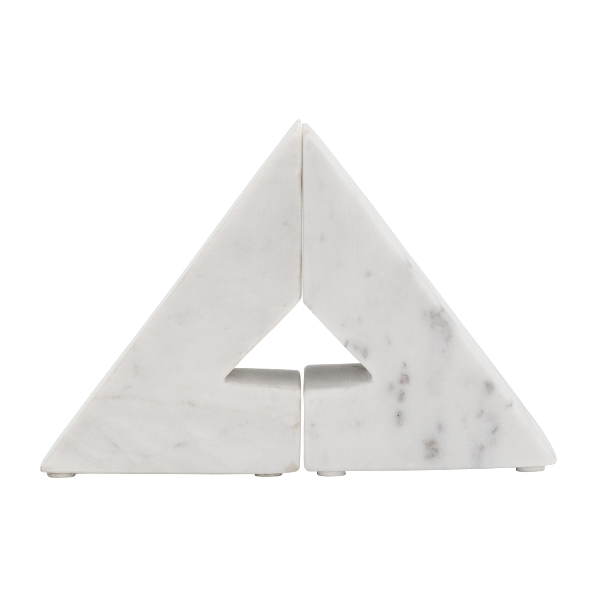 MARBLE, S/2 6"H RIGHT TRIANGLE BOOKENDS, WHITE