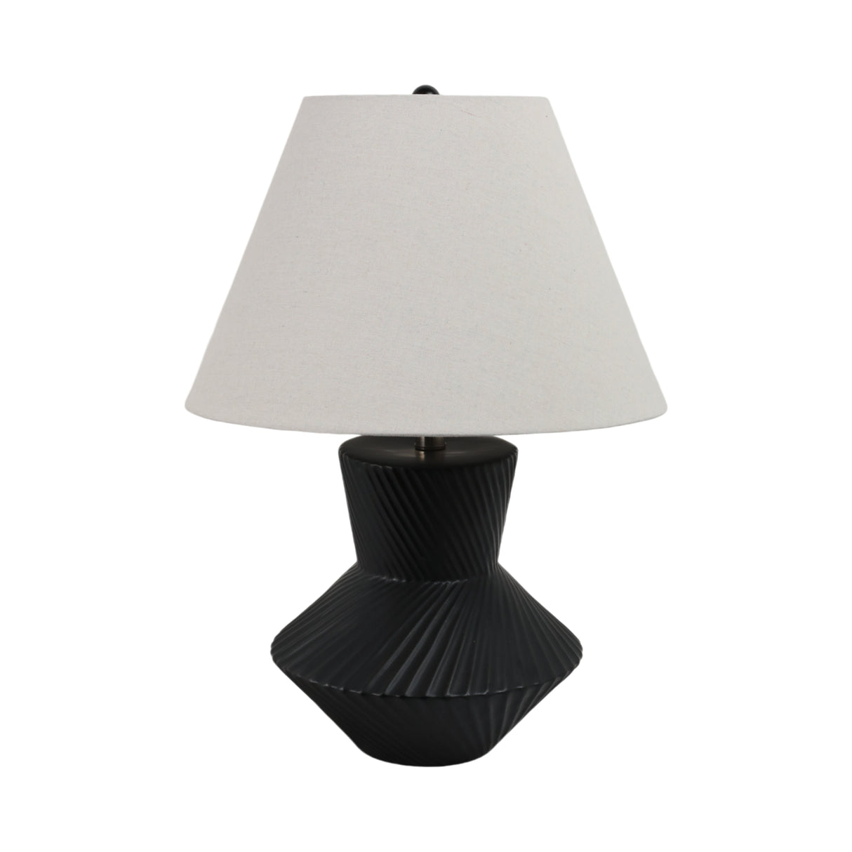 23" Ribbed Totem Table Lamp, Black/white