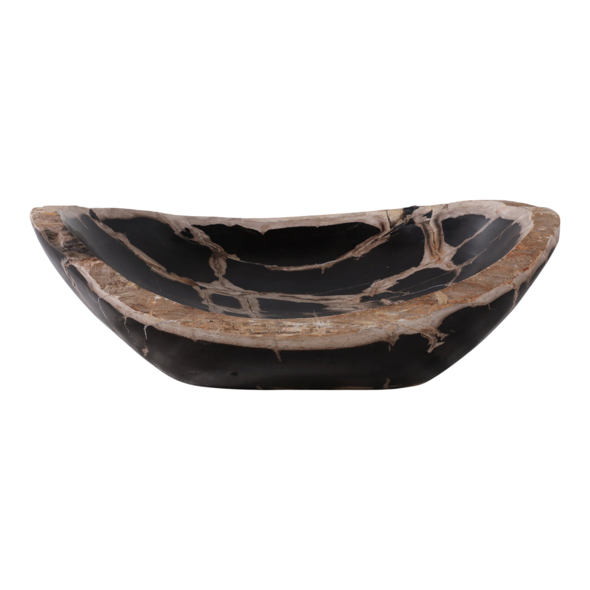 18" Petrified Wood Oval Bowl, Multi