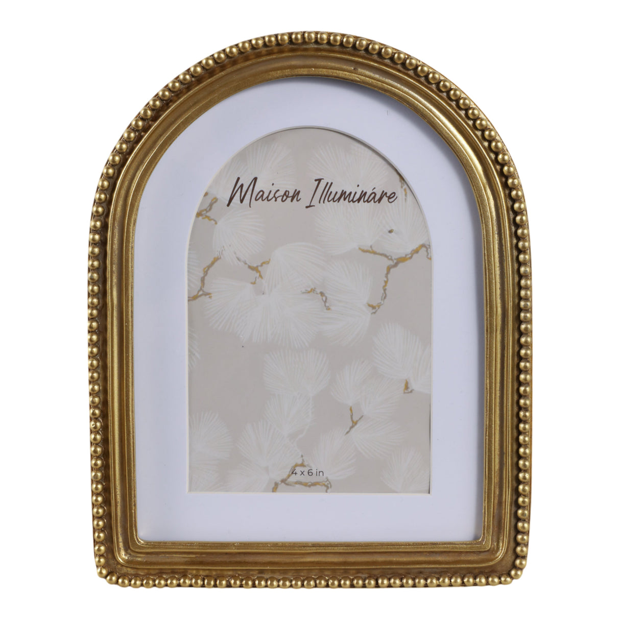 6x8 Photo Frame Matted To 4x6 Beaded Arch, Gold
