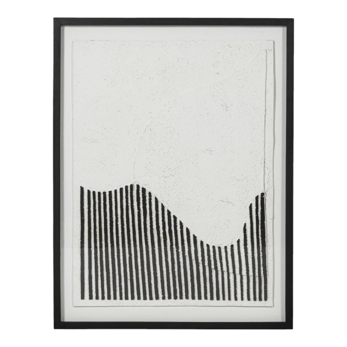 37x48" Paper Mache Wall Art Under Glass, Black/whi