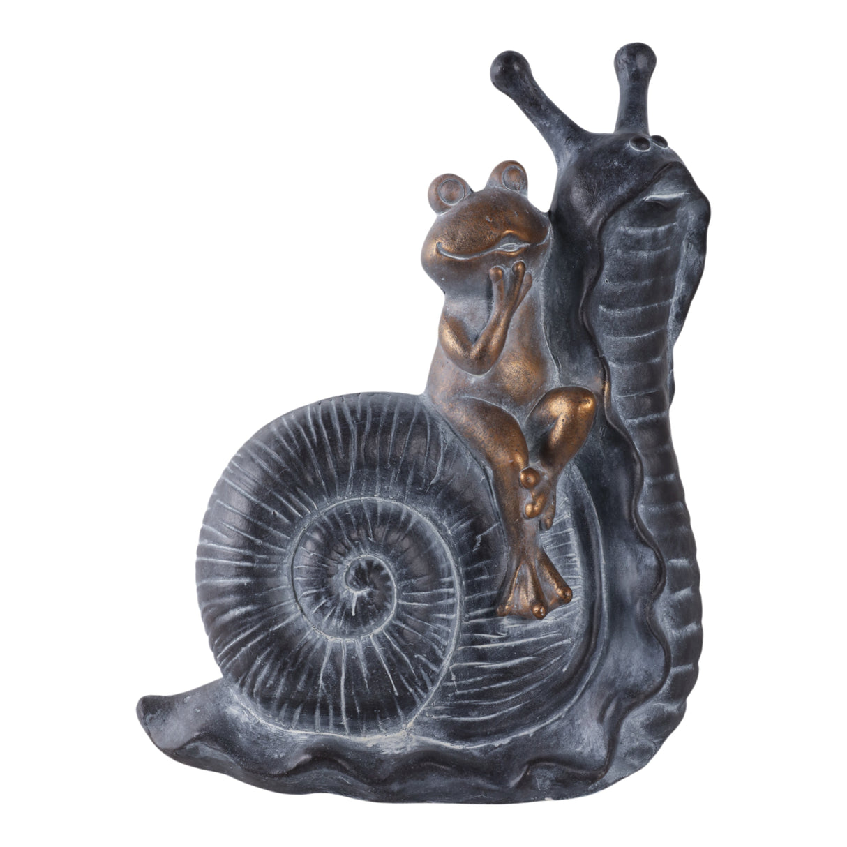 19x15" Gold Frog On Snail, Grey