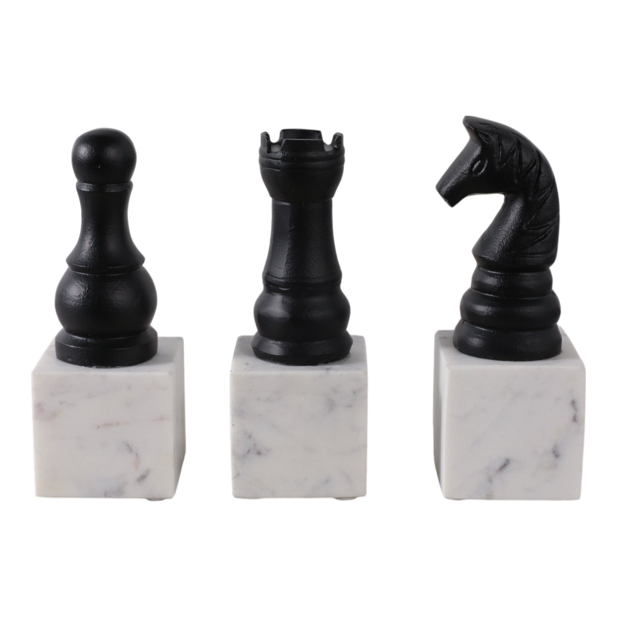 S/3 9" Chess Pieces On Marble Base, Black/ White