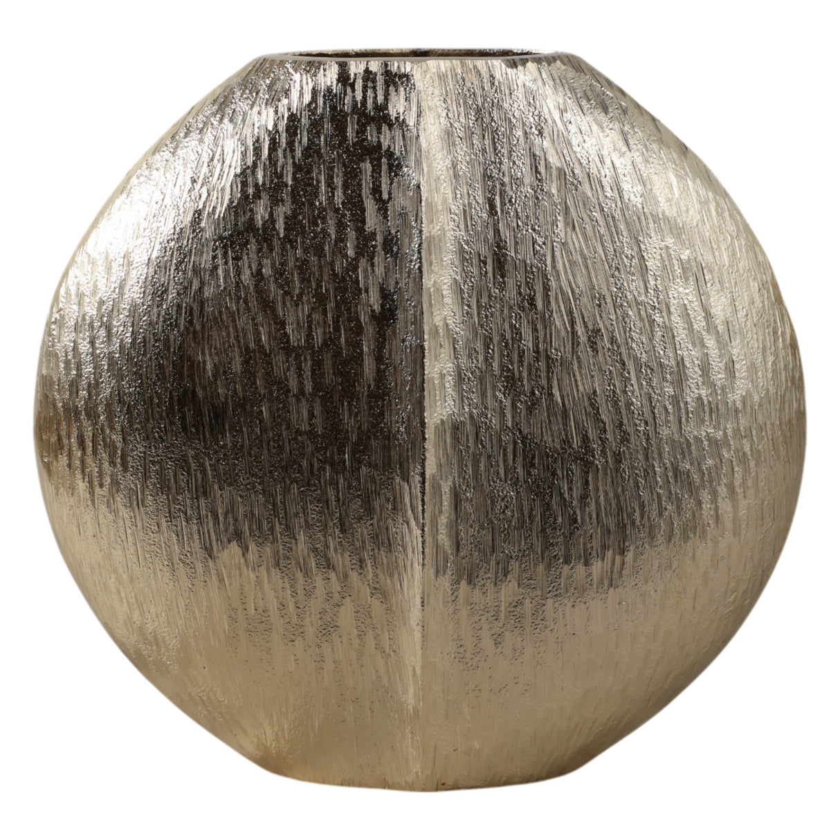 11x10" Modern Round Metal Vase, Gold