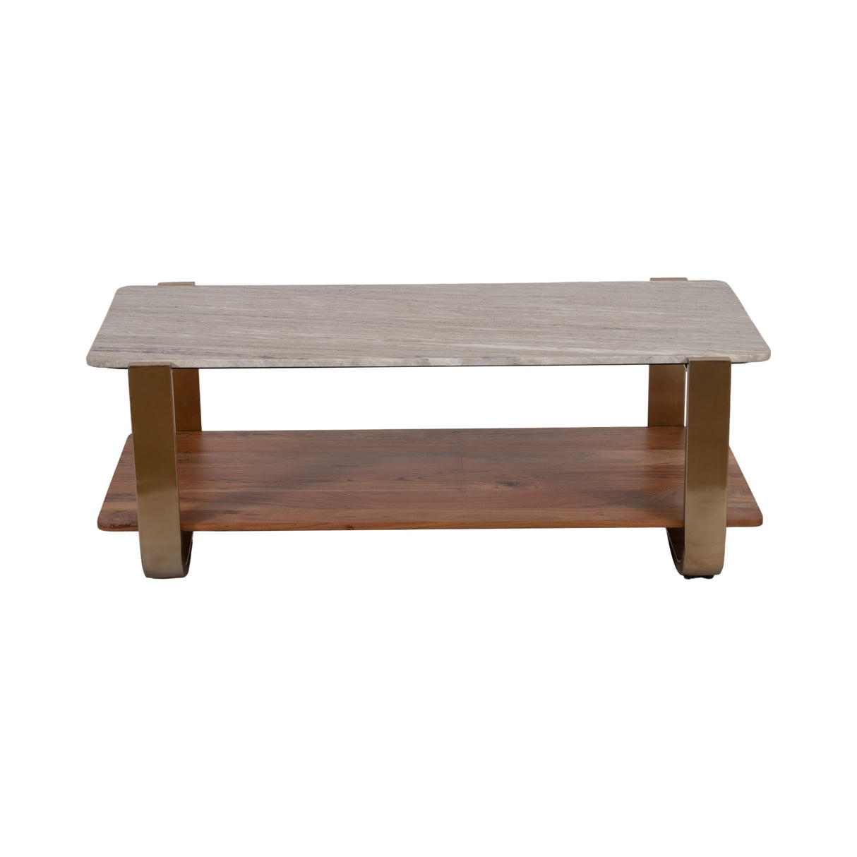 17" MARBLE TOP RECTANGLE COFFEE, GOLD KD