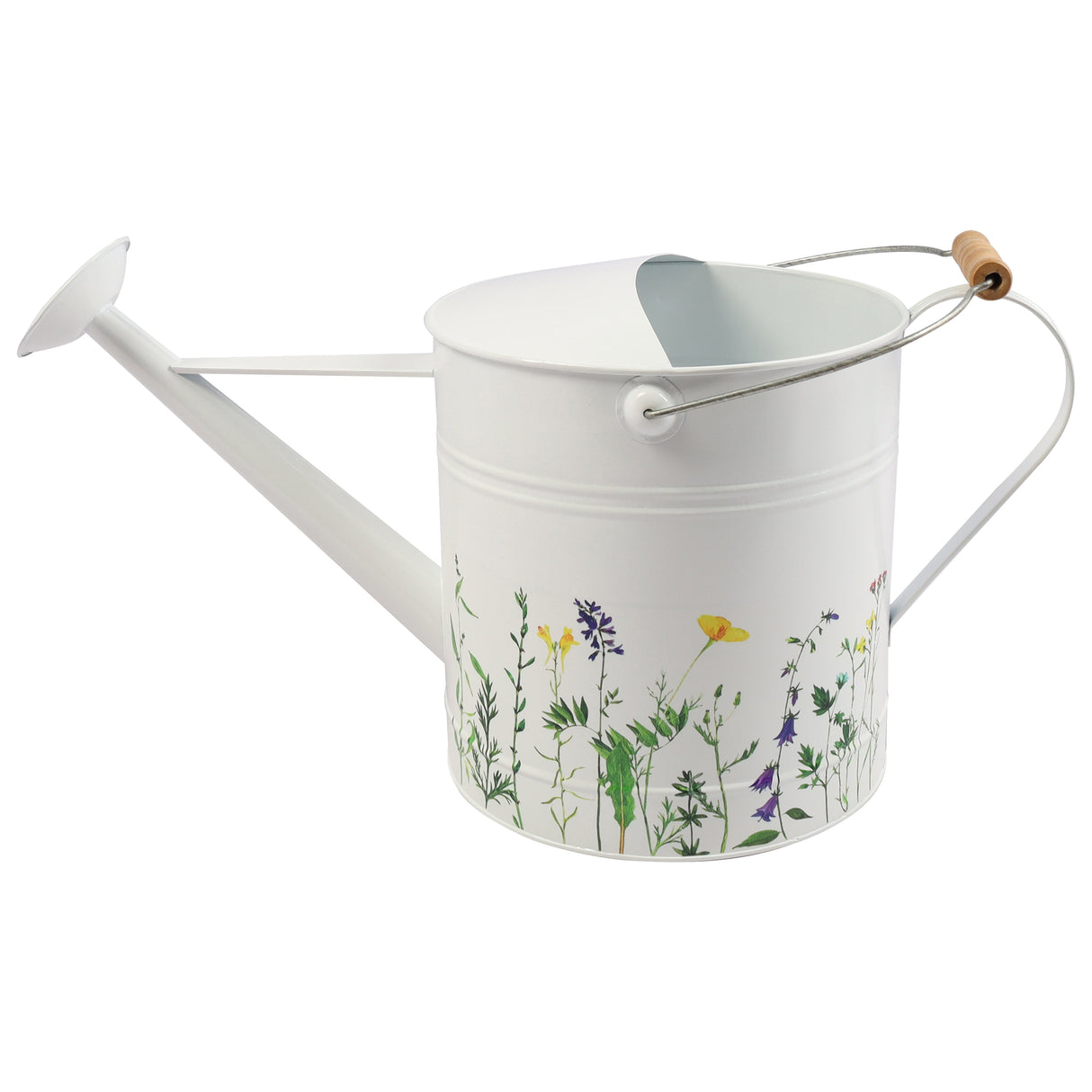 10x20" Watering Can, White W/yel Flower