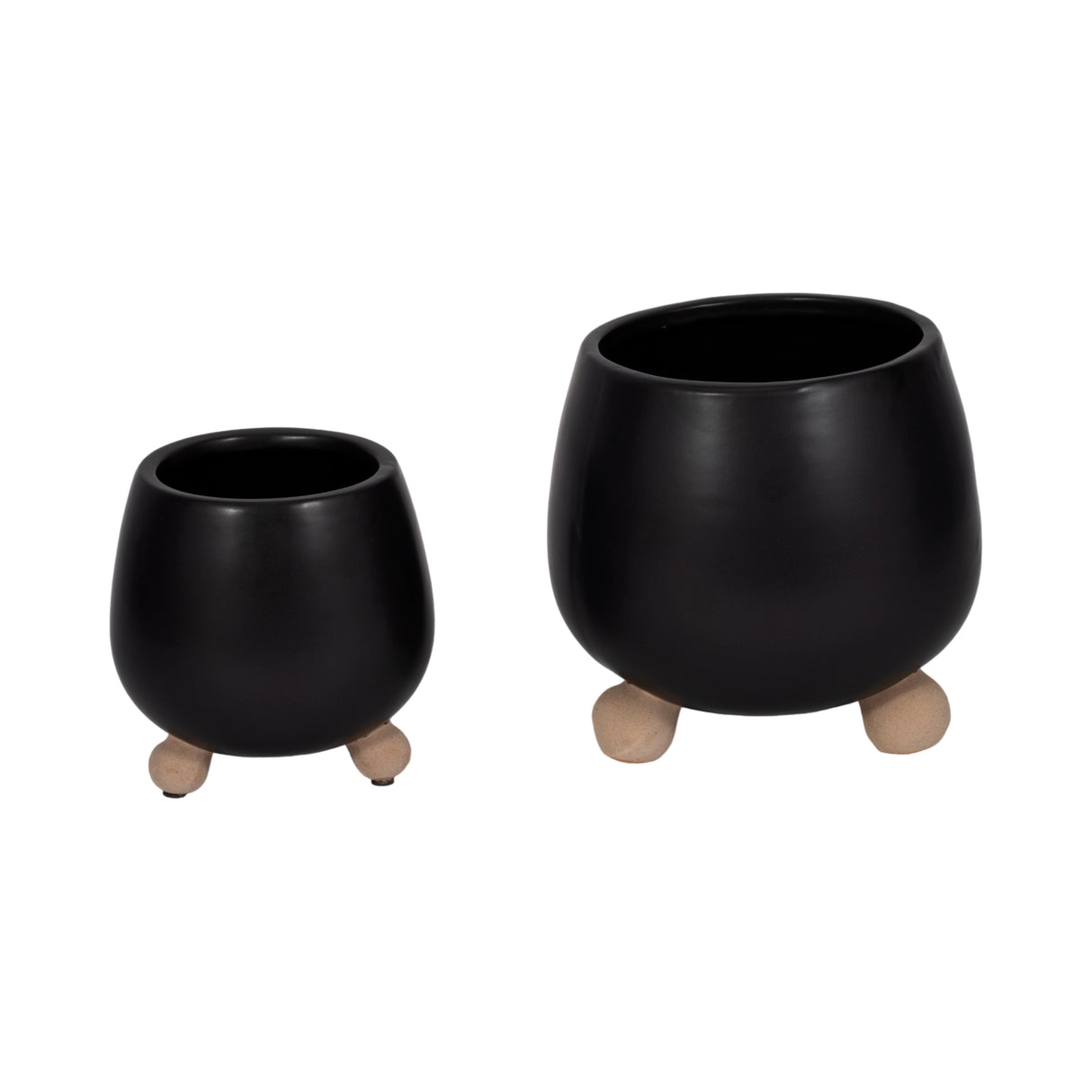 S/2 6/8" Knobby Feet Planters, Black