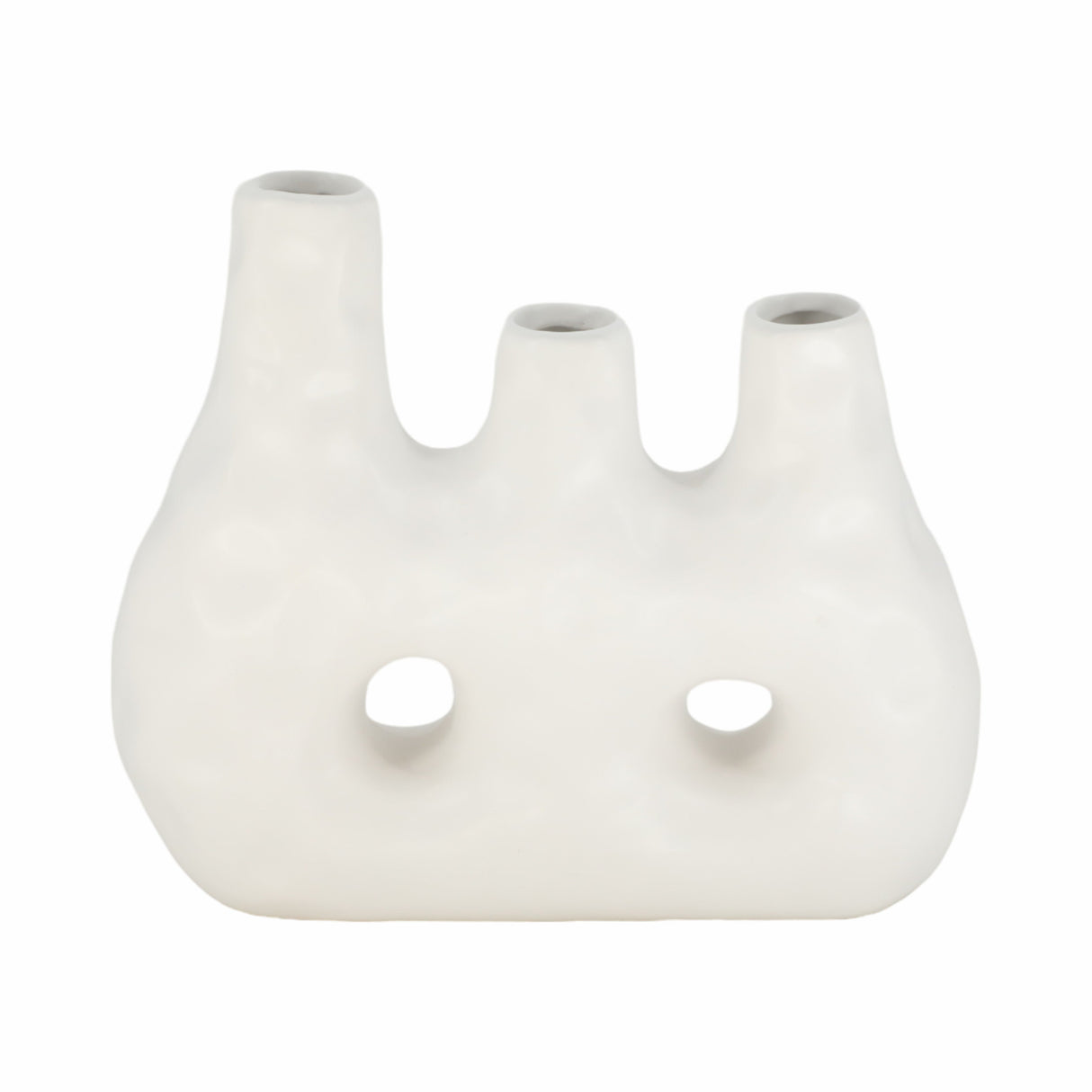 11" 3 Opening Vase, Ivory