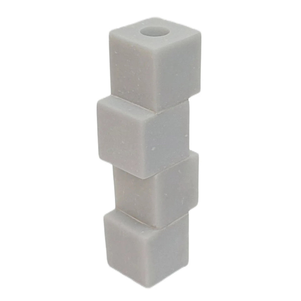 8x3" Stacked Cube Marble Taper Holder, White