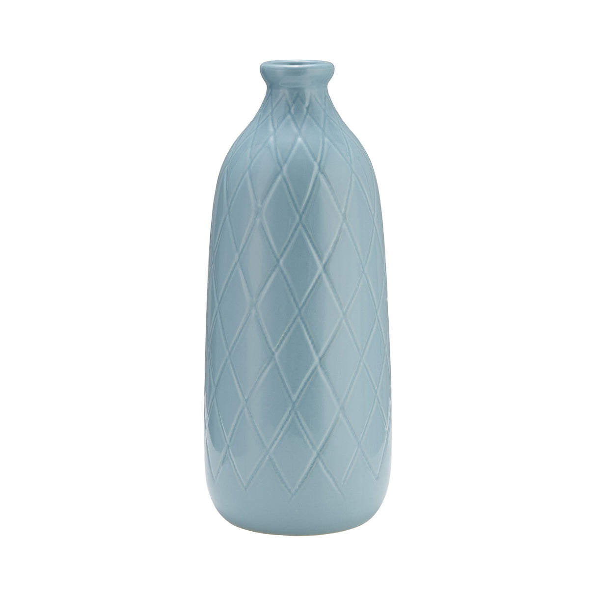 CER, 16" PLAID TEXTURED VASE, CAMEO BLUE