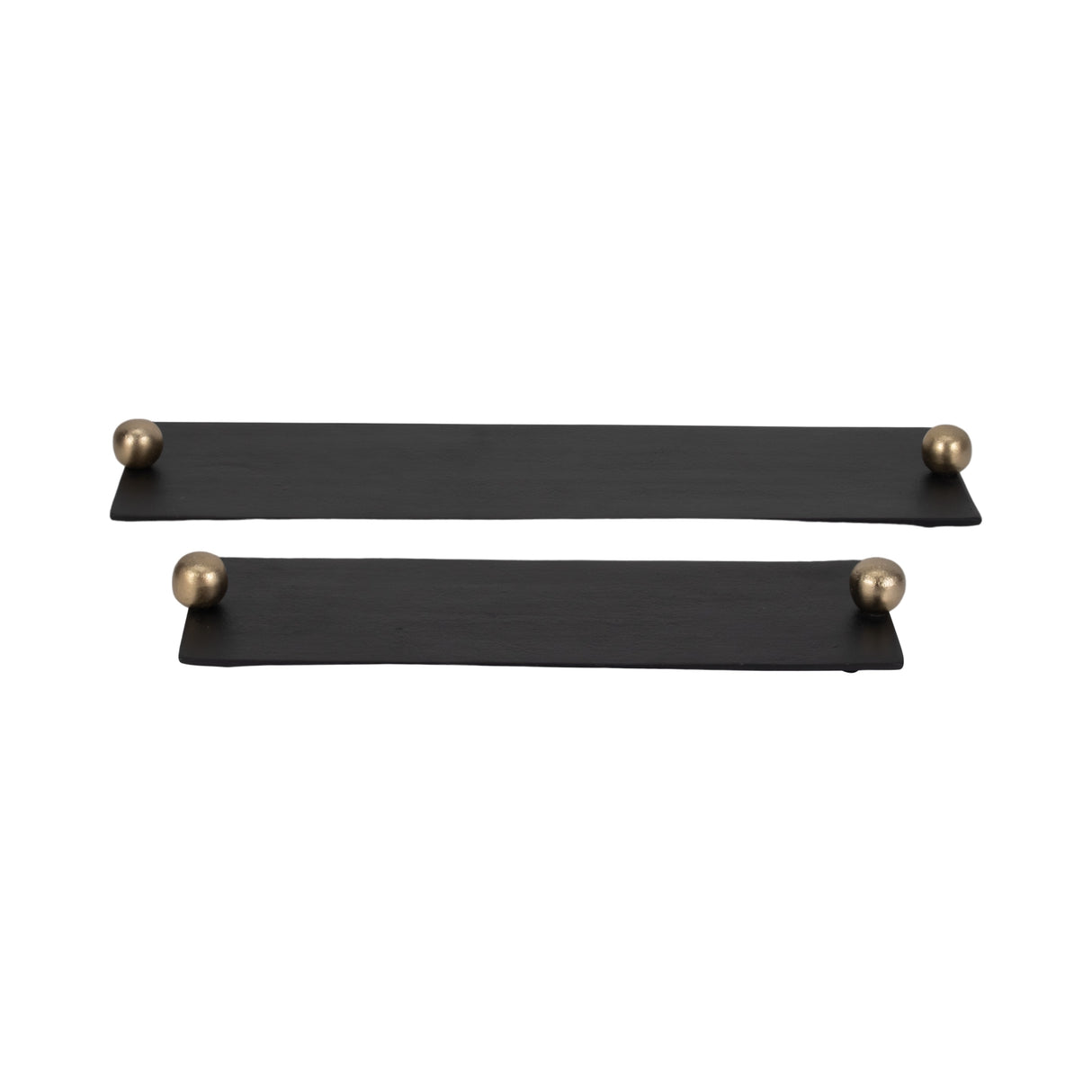 Metal,S/2 24/18",Flat Tray With Gld Knob Handles,B