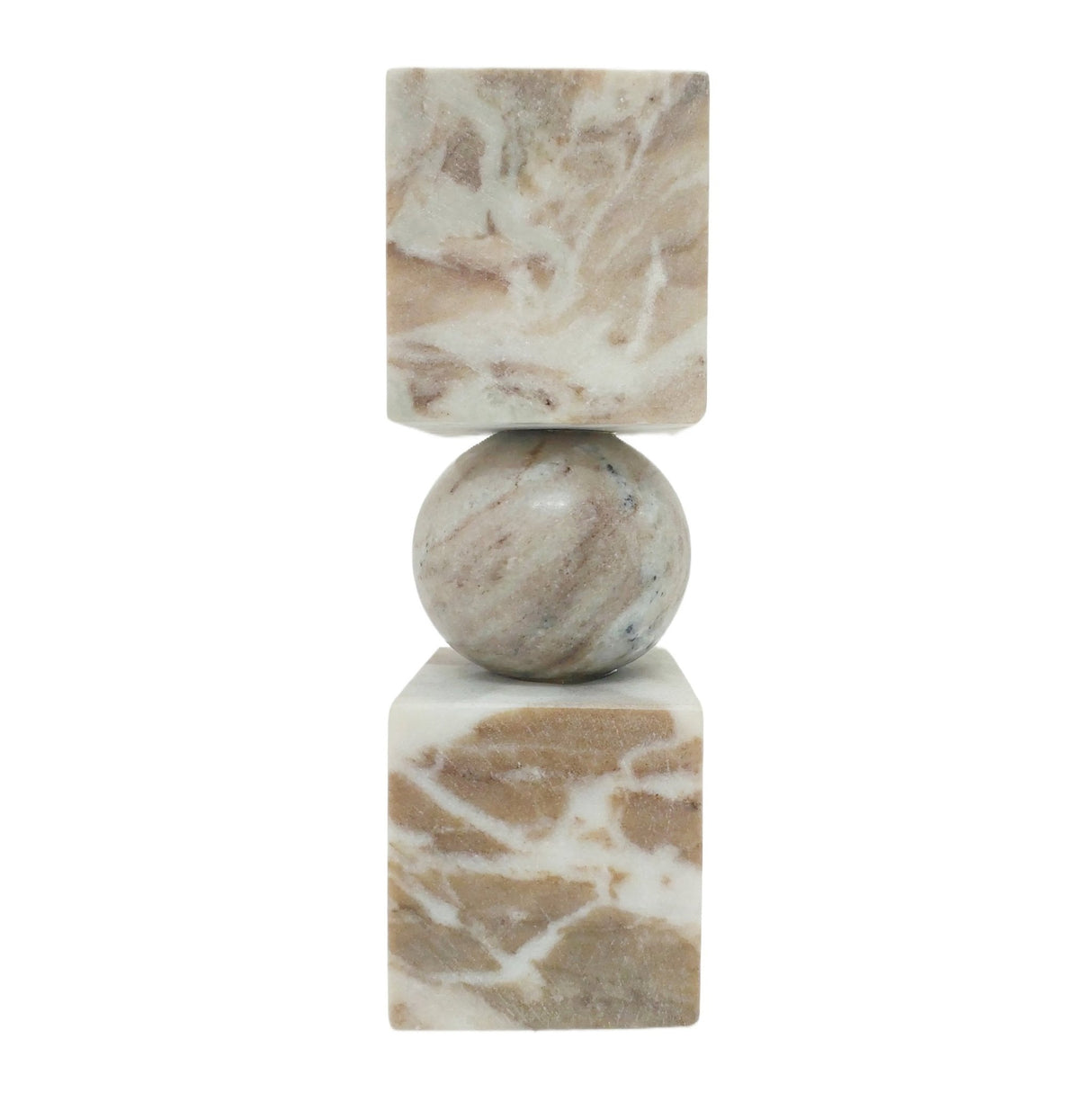 9x3" Chunky Marble Taper Holder, Tan Multi