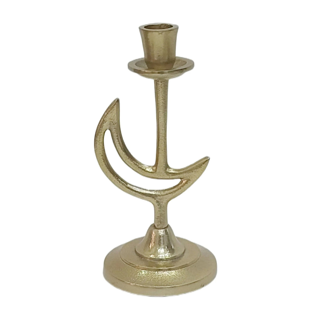 9x5" Crescent Moon Taper Holder, Gold