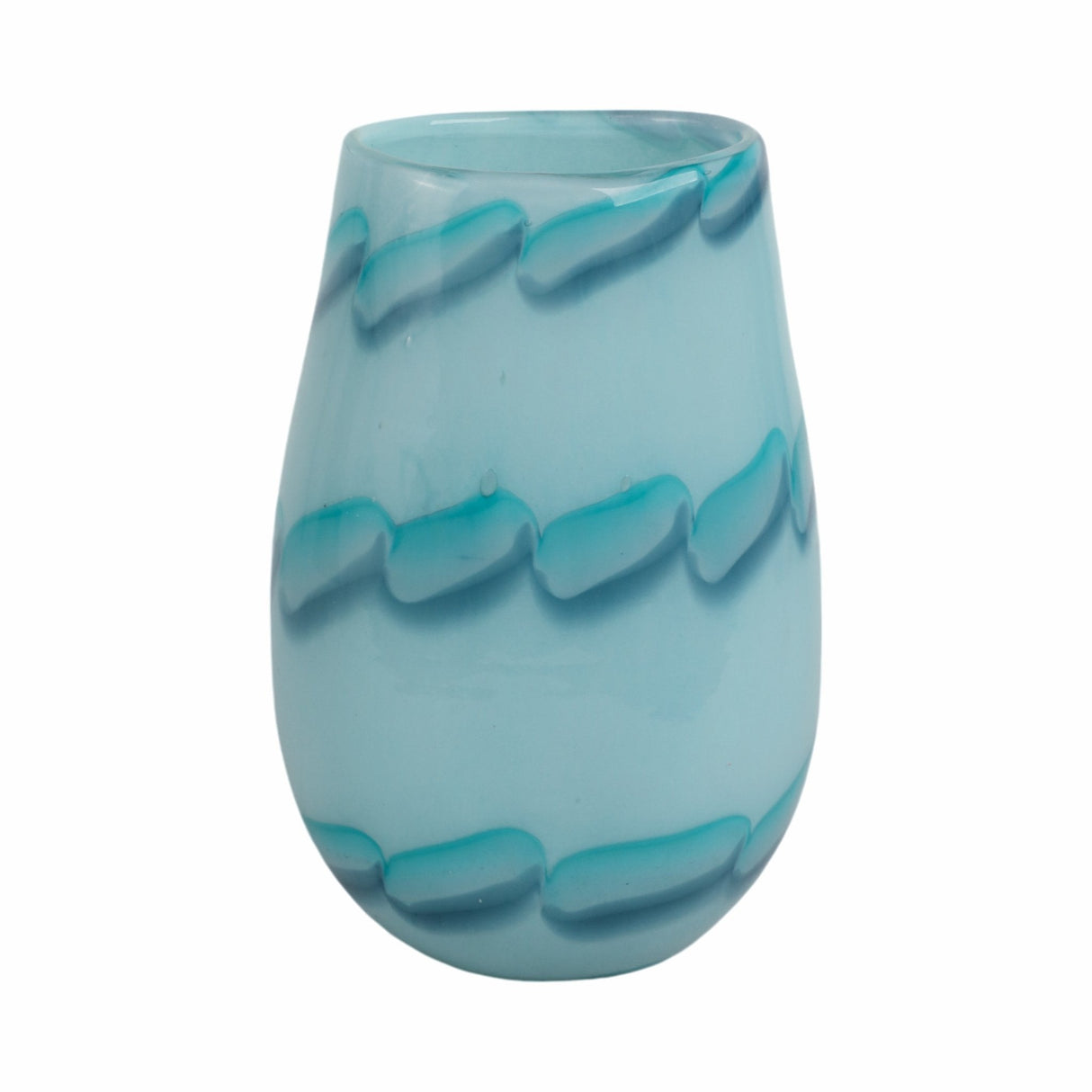 9x6" Bead Pattern Glass Vase, Blue