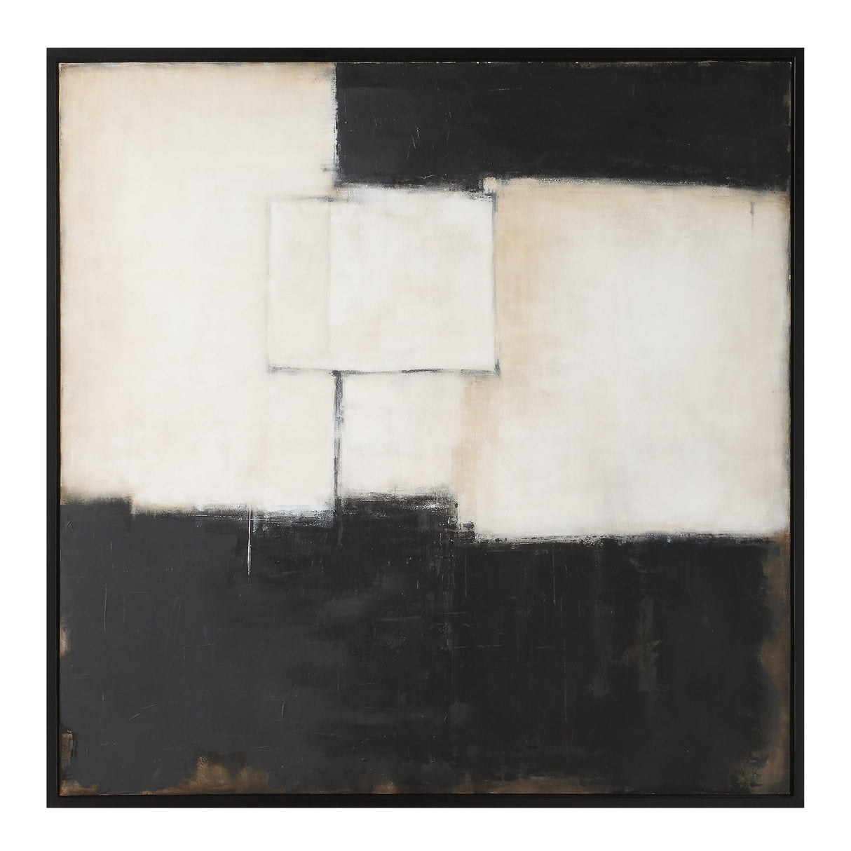 B&W ABSTRACT HAND PAINTED CANVAS