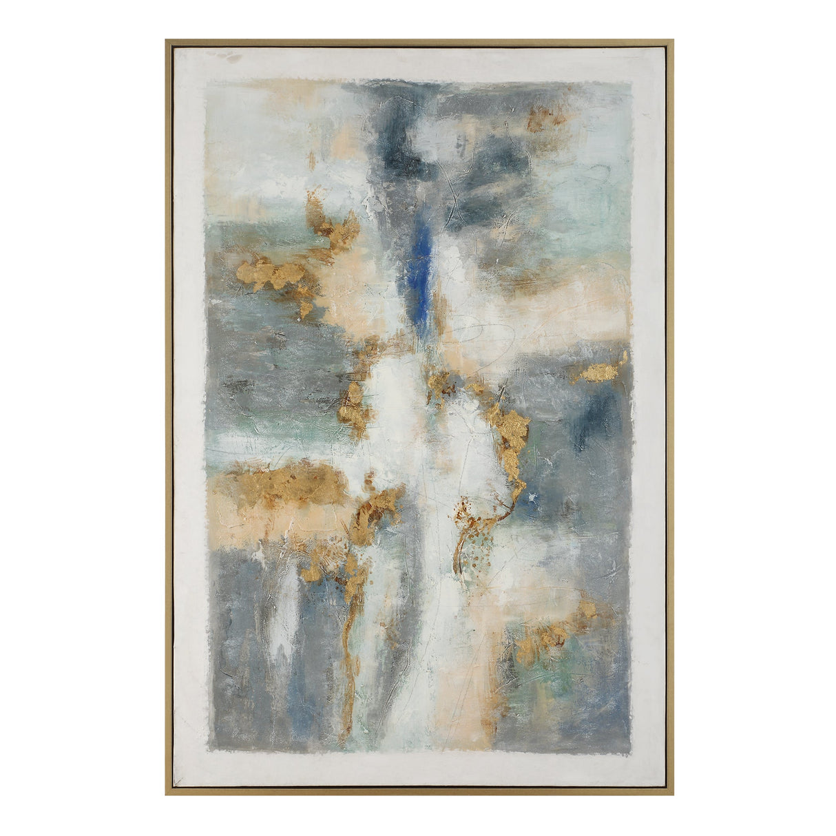 BLUE GOLD ABSTRACT Hand Painted Canvas