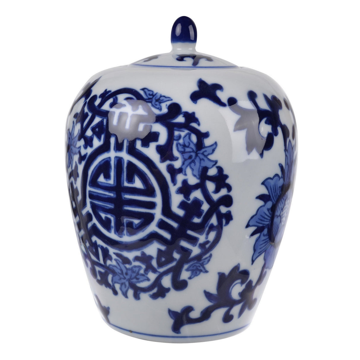 MEERA BLUE-AND-WHITE LIDDED JAR