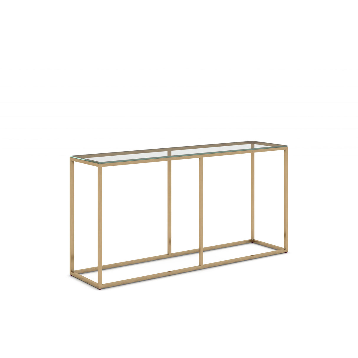 Line Rectangular Gold Console Table Glass