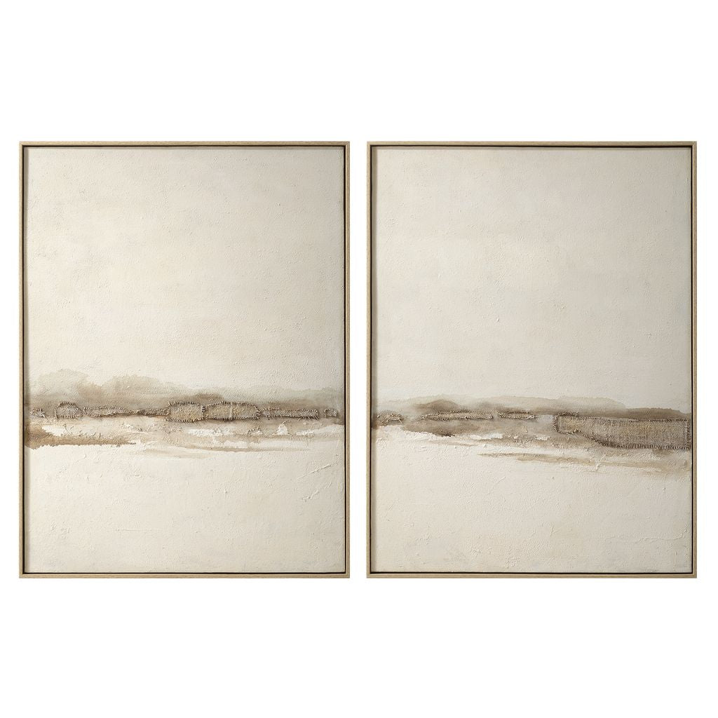 DISTANT HILLS Hand Painted Canvas S/2