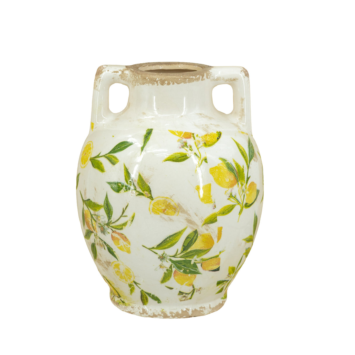 Lemon Pattern Vase With Handle