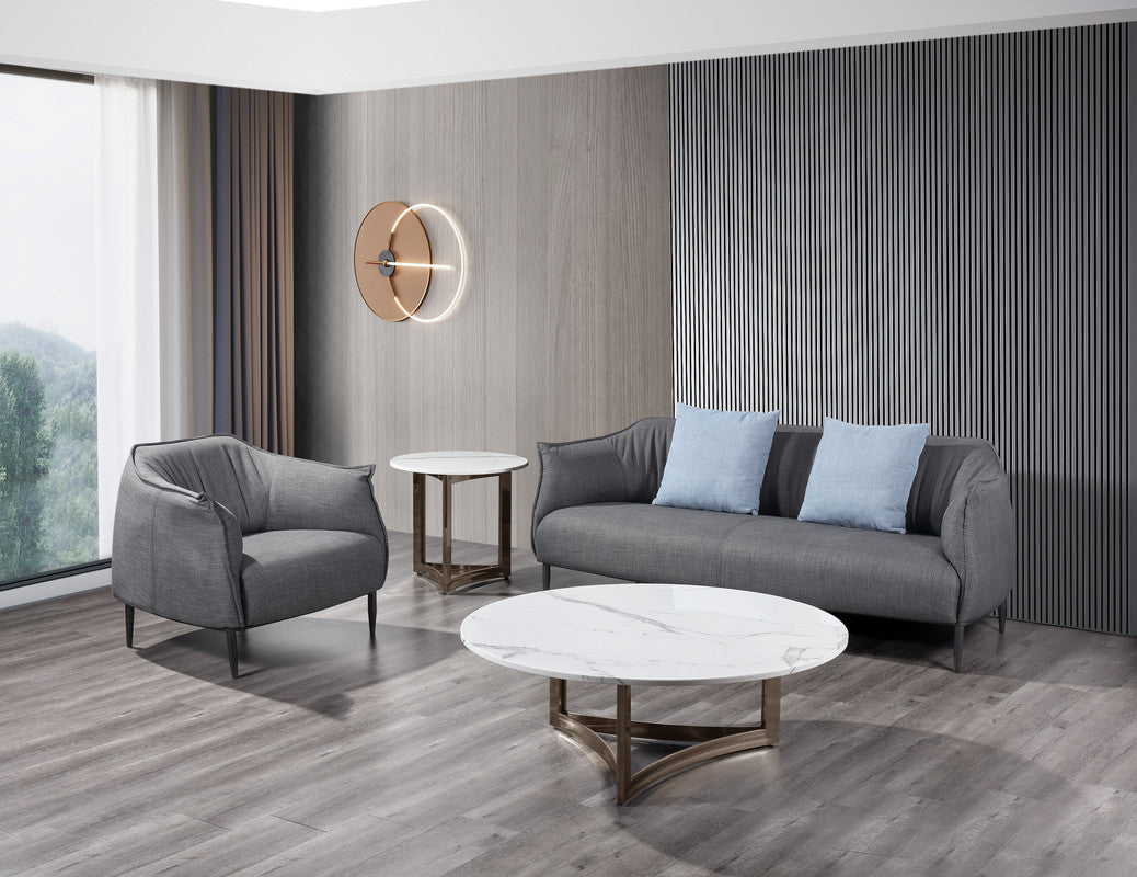 Alexa Side Table Marble With Bronze Base