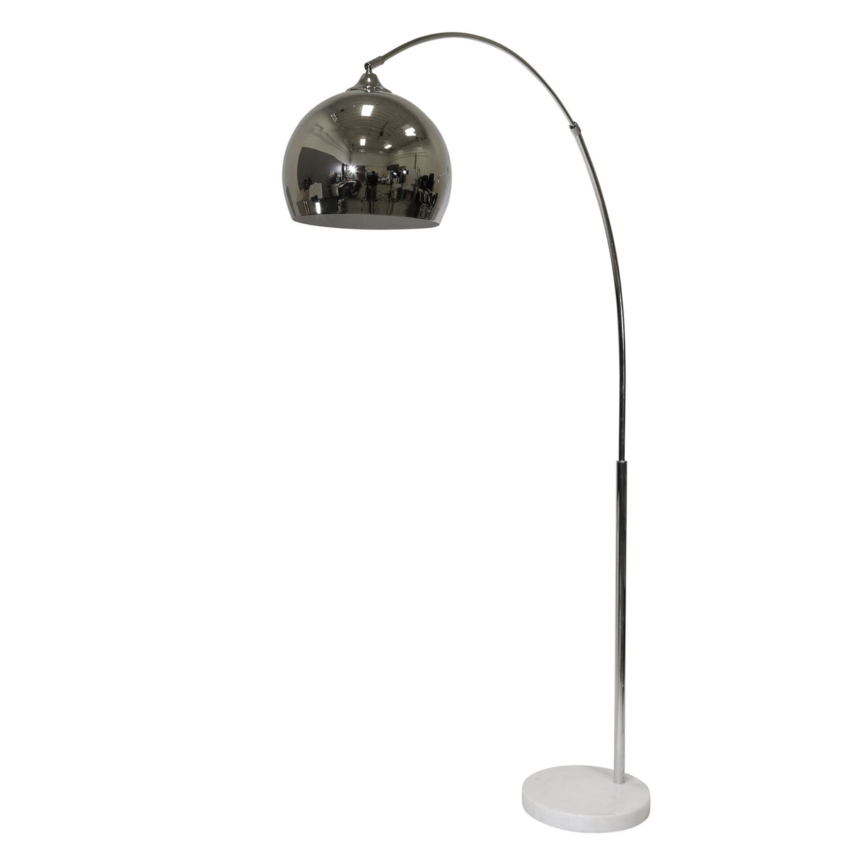 METAL 77" ARCH FLOOR LAMP W/ MARBLE BASE, SILVER