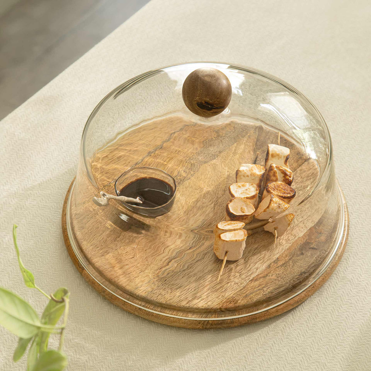 Alami Glass Cloche W/ Wooden Stand & Knob