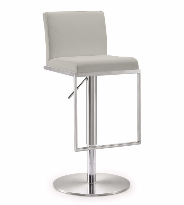 Amalfi Light Grey Performance Vegan Leather Stool