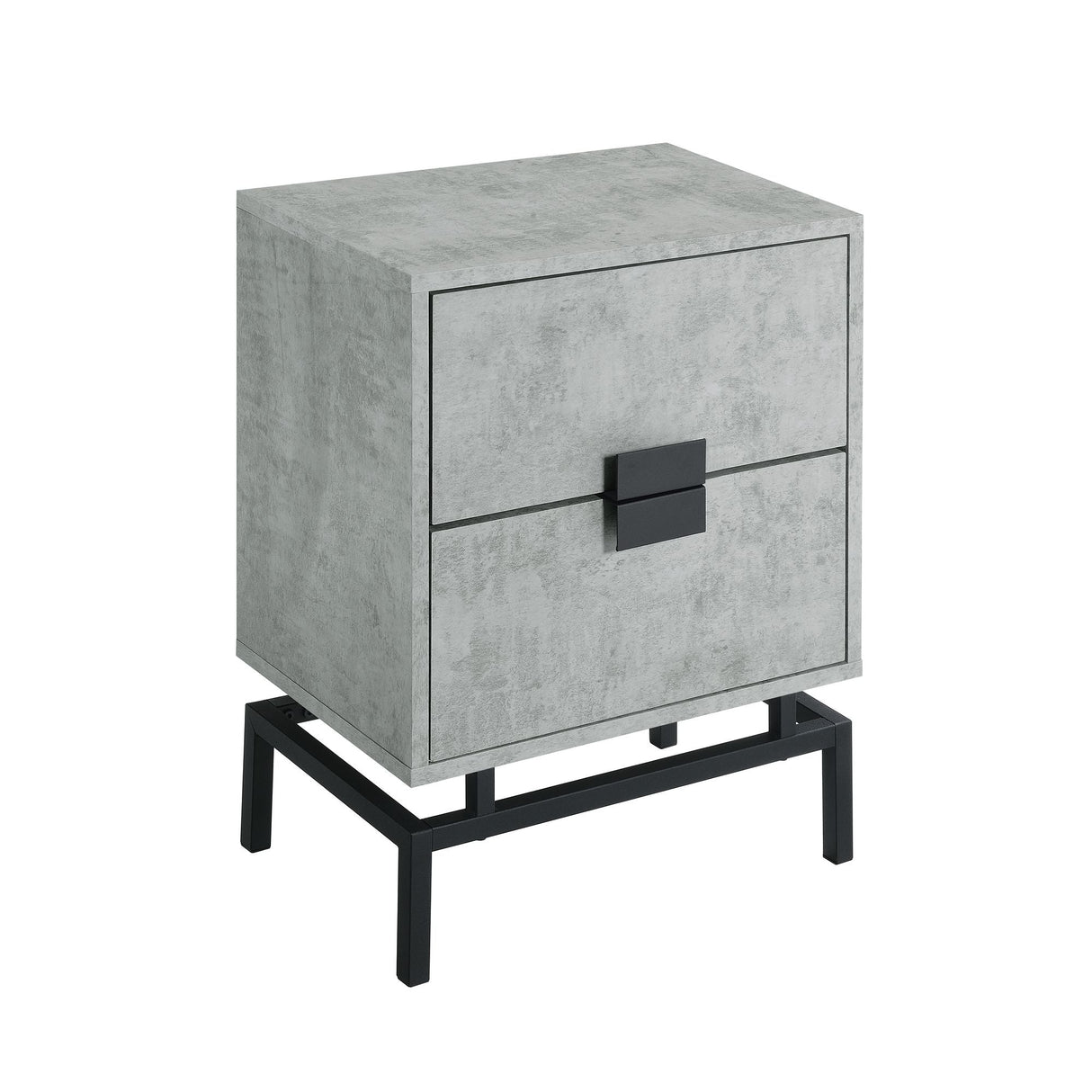 Lola Accent Nightstand with Cement Top in Black