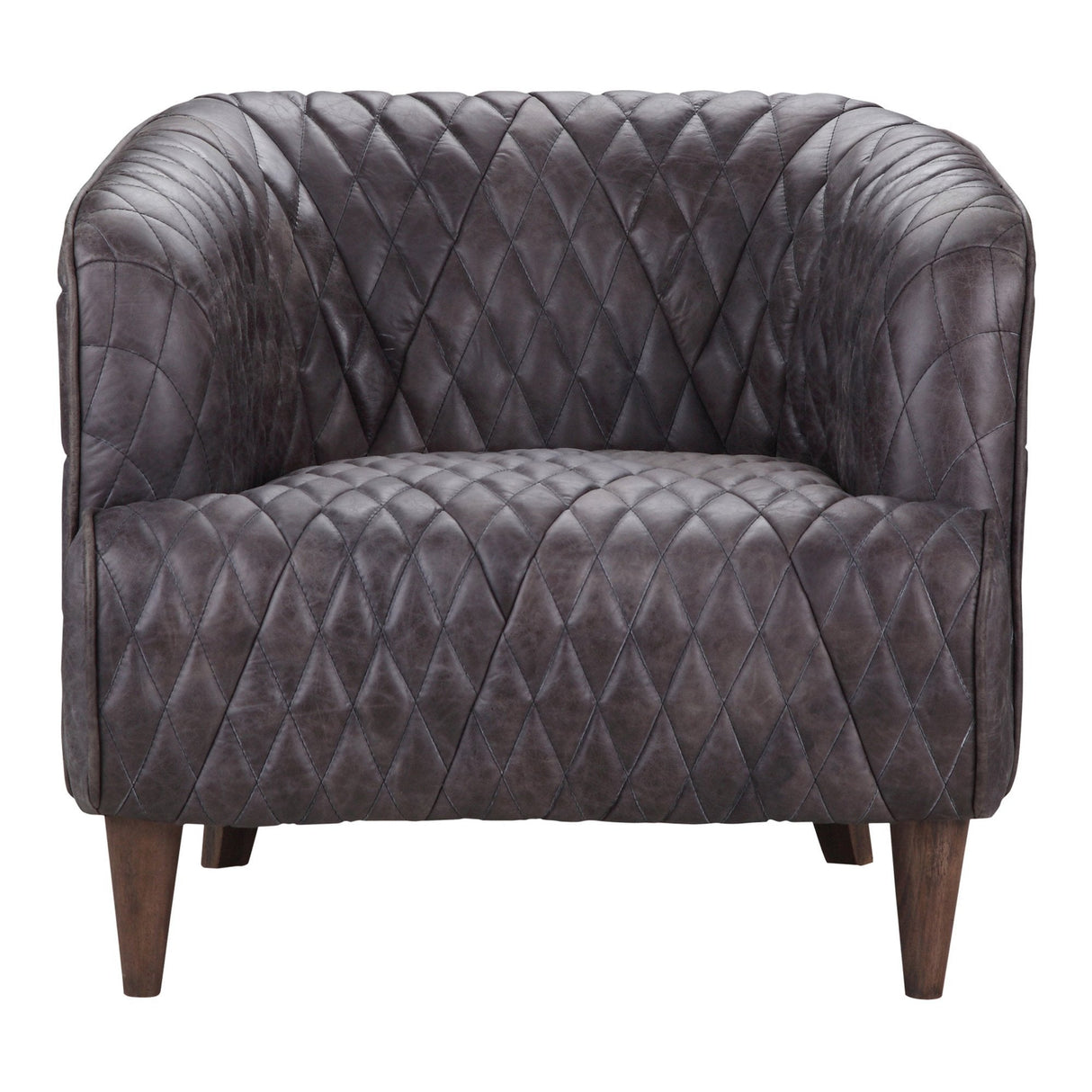 Magdelan Tufted Leather Arm Chair Nimbus Black Leather
