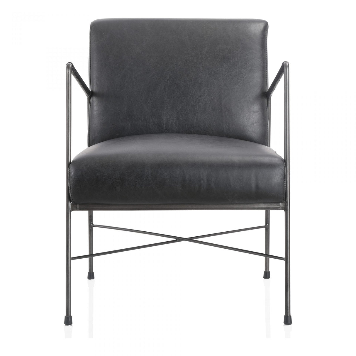 Dagwood Leather Arm Chair Onyx Black Leather