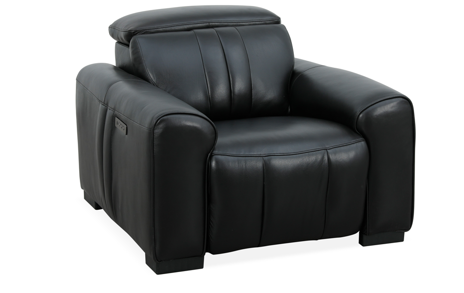 Canyon Luxe Black Leather Motion Power Chair (105cm)