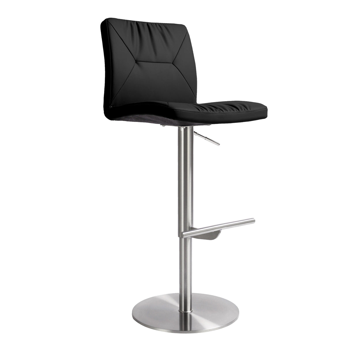 Paddy Black Performance Vegan Leather on Silver Adjustable Stool